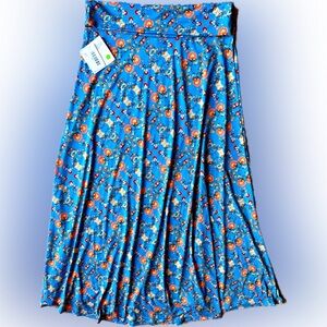 LuLaRoe Floral Blue Women's Maxi Skirt